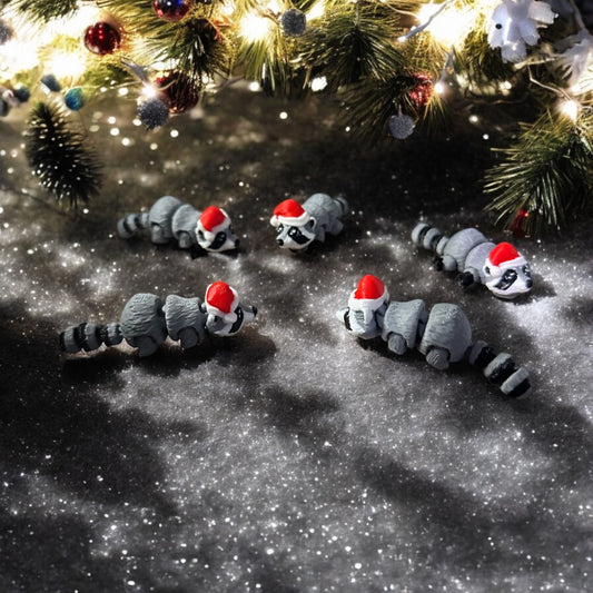 Flexy Racoon with Santa Hat